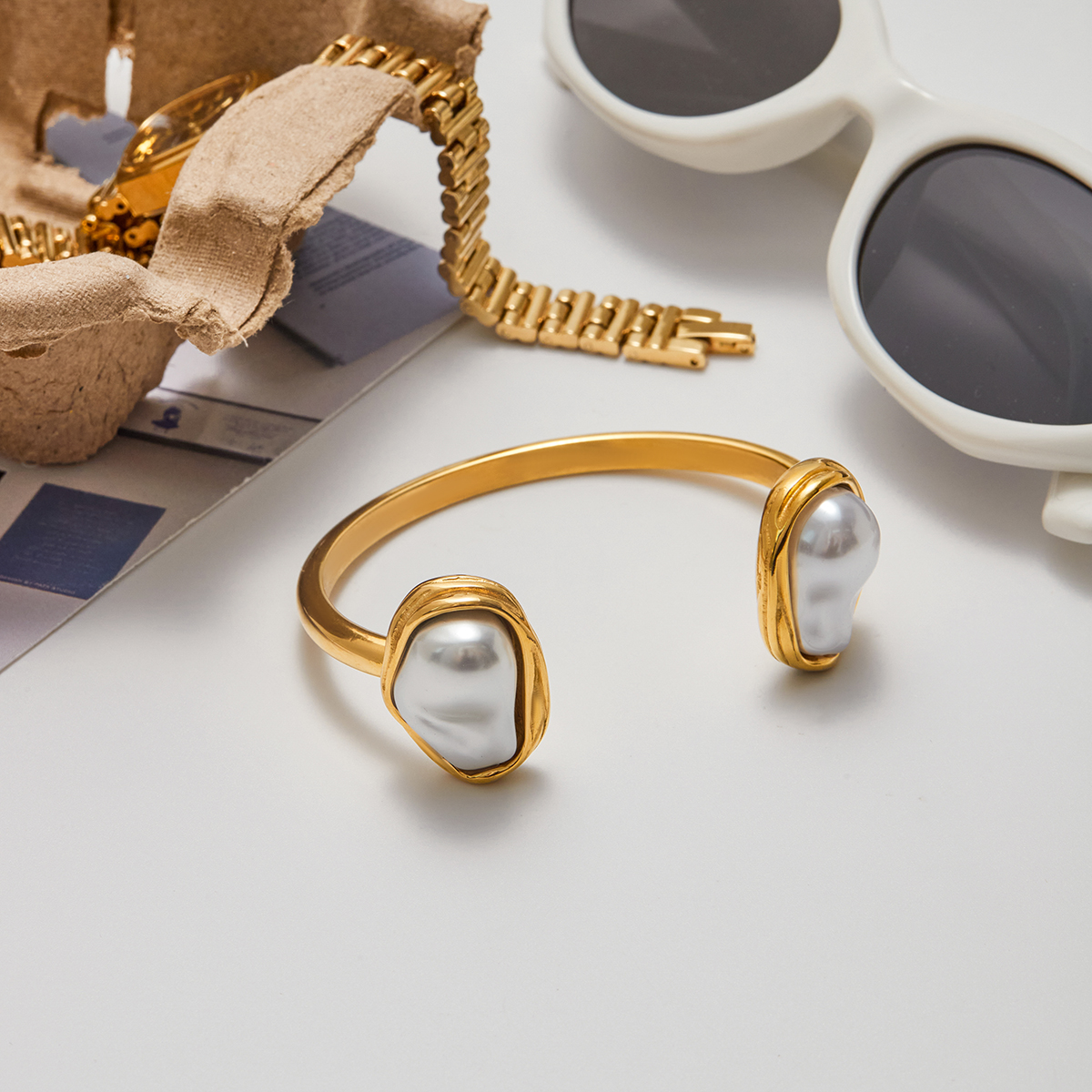 -10882379021984641843 Pulsera perla barroca de acero inoxidable