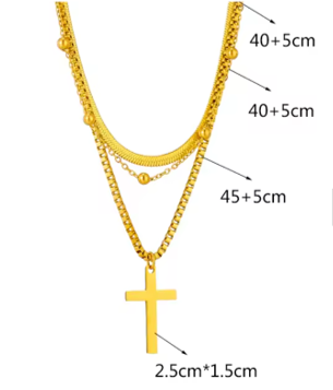 Collar tres en uno con dije de cruz MCS_Col_01 - Imagen 2