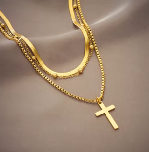 Collar tres en uno con dije de cruz MCS_Col_01 - Imagen 3