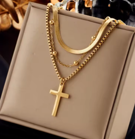 Collar tres en uno con dije de cruz MCS_Col_01 - Imagen 4