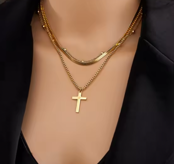 collar triple cruz Collar tres en uno con dije de cruz MCS_Col_01