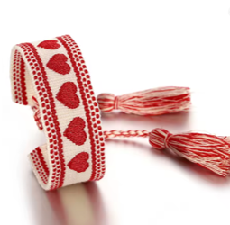 pulsera corozones telaa Pulsera con bordado de corazón MCSa_Pul_03