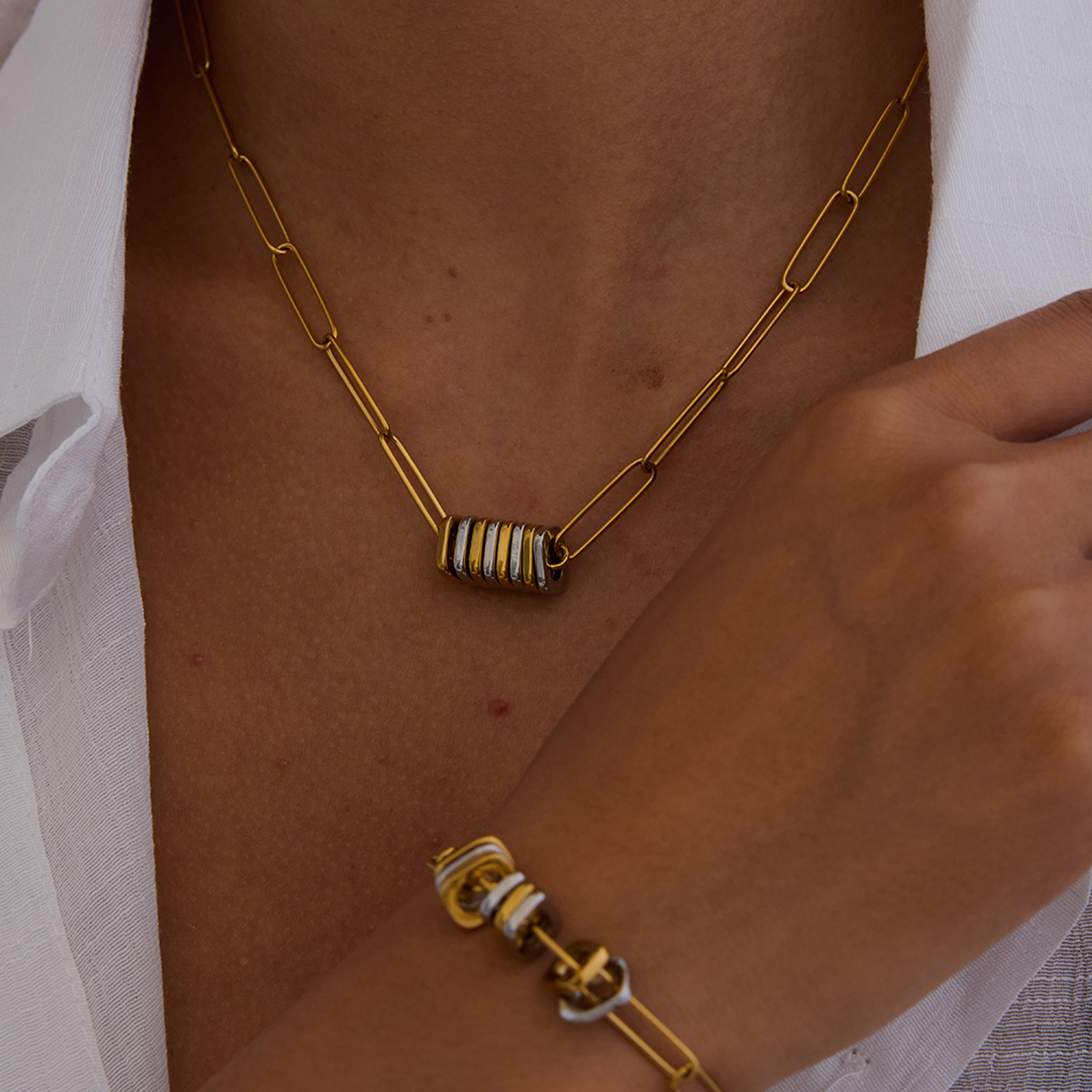 Juego bicolor collar y pulsera