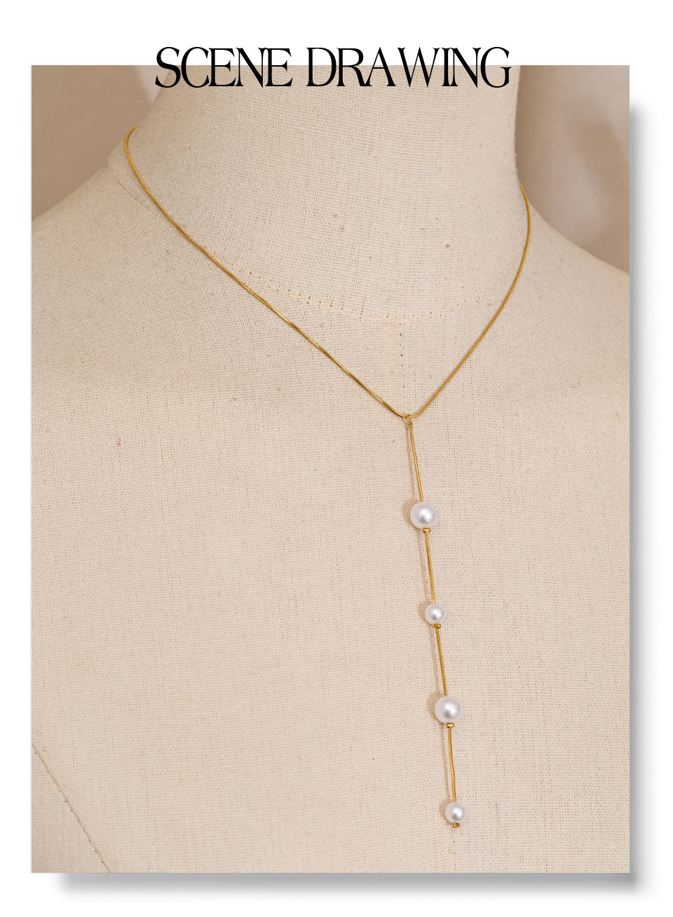 Collar corbatero perla dorado