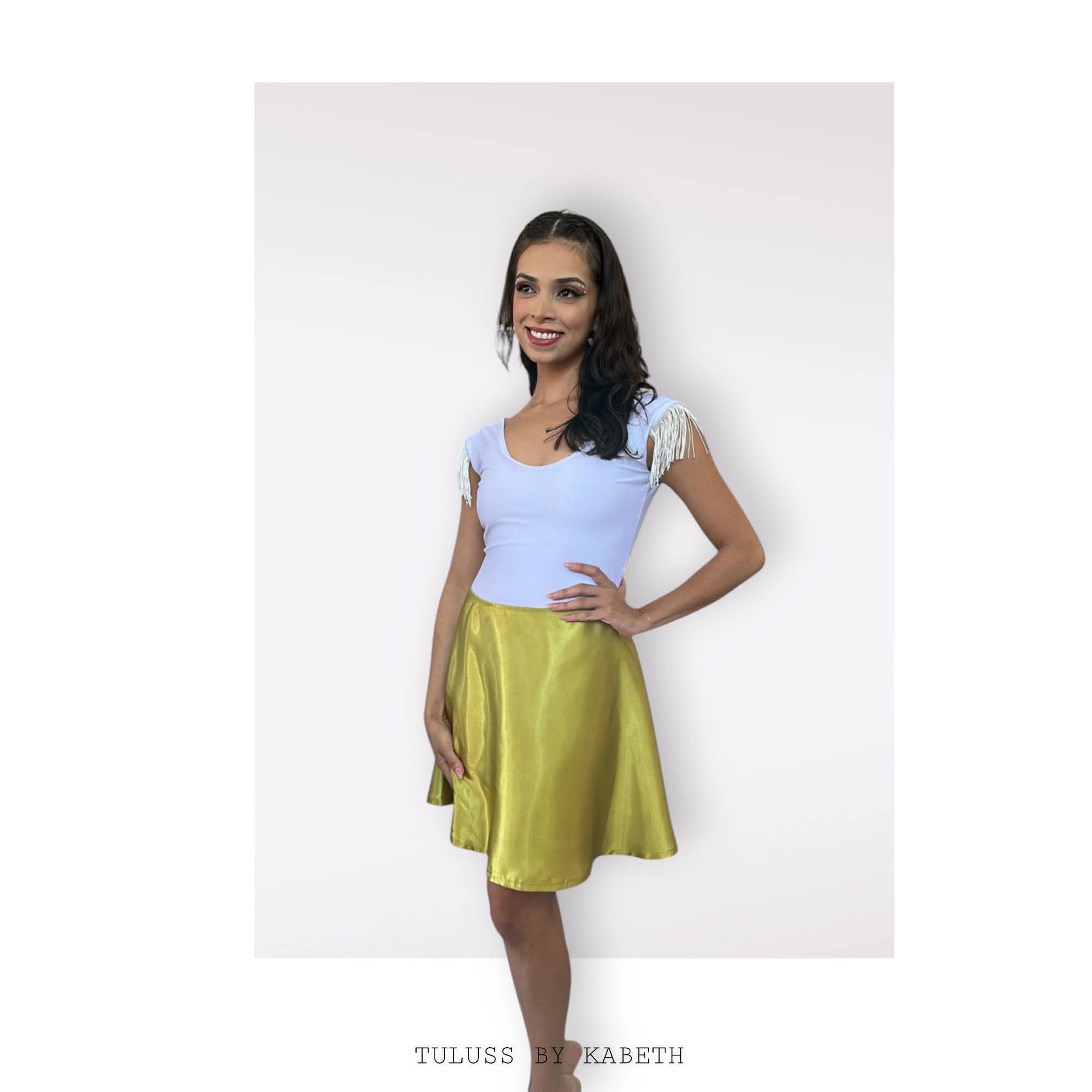 Falda verde Satinada