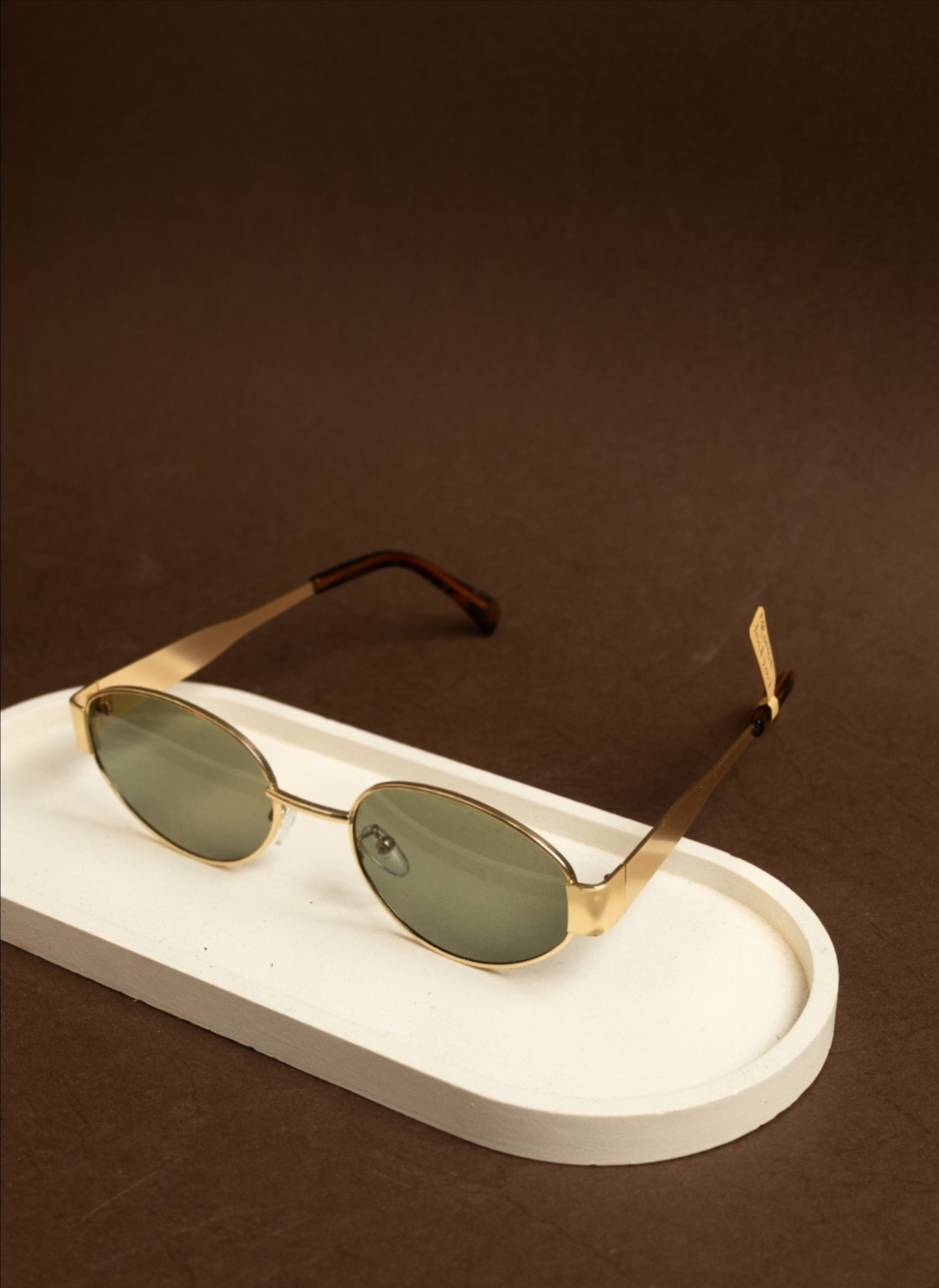 Lentes rendondos de metal, ovalados con proteccion solar,dorado,lente café armason animal print