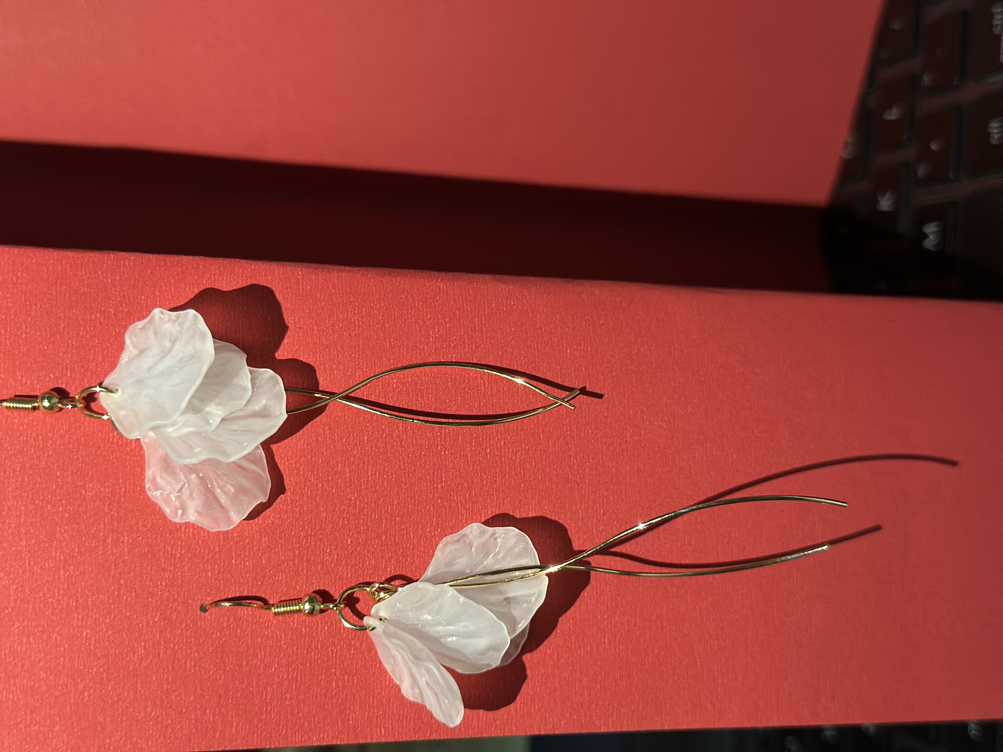 IMG_4151 Arete Petalo Blanco y Lazo Colgante