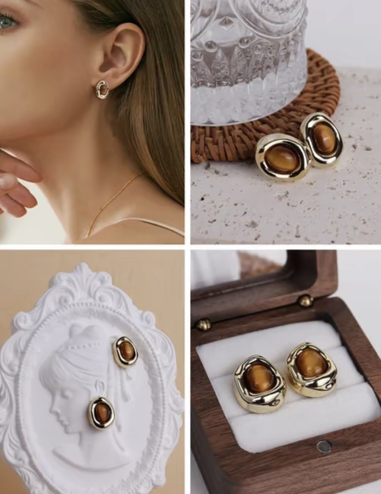 Arete de Ojo Tigre Vintage