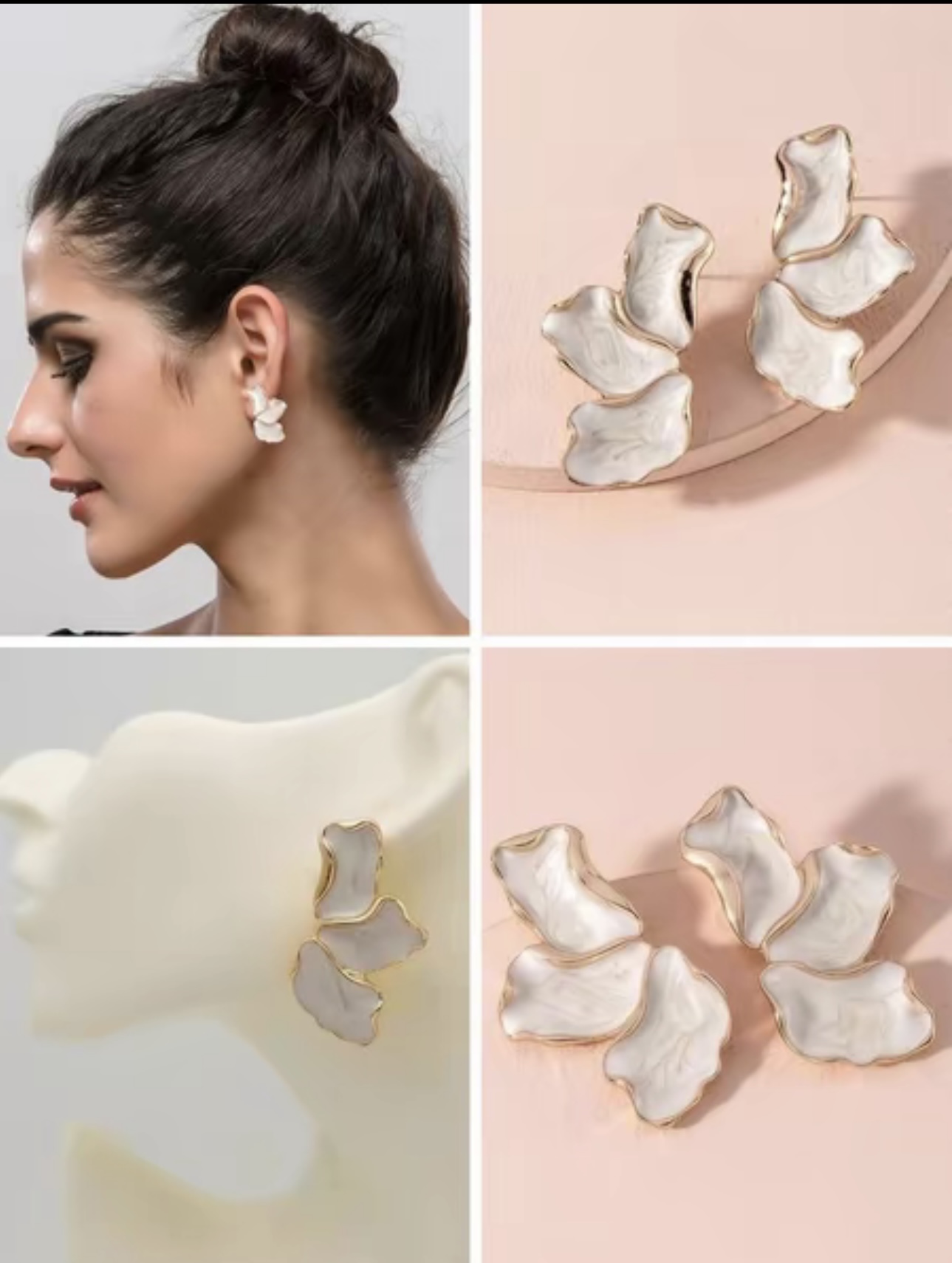 Screenshot Aretes de Petalos Aperlados Irregulares