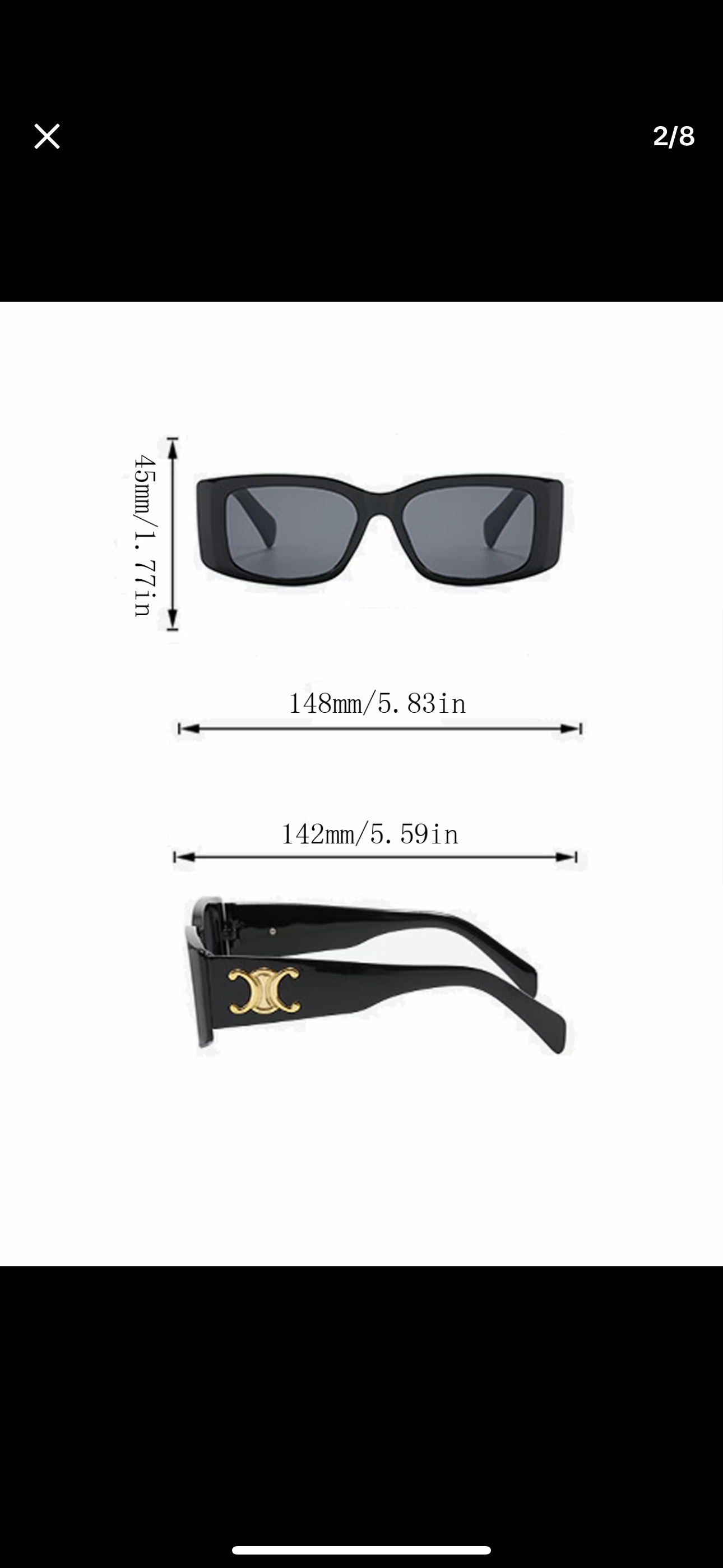 Imitación Gafas de Sol Rectangular Celine Triomphe XL 01
