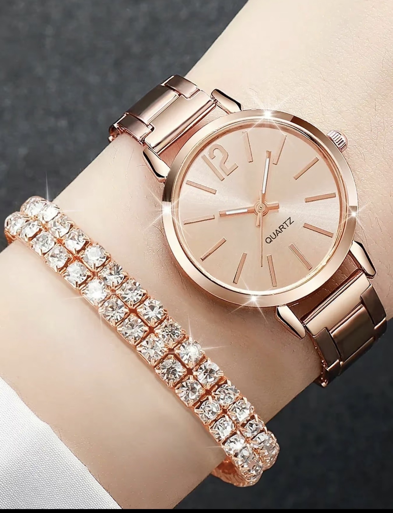 Reloj Vintage con Pulsera Rosa Gold