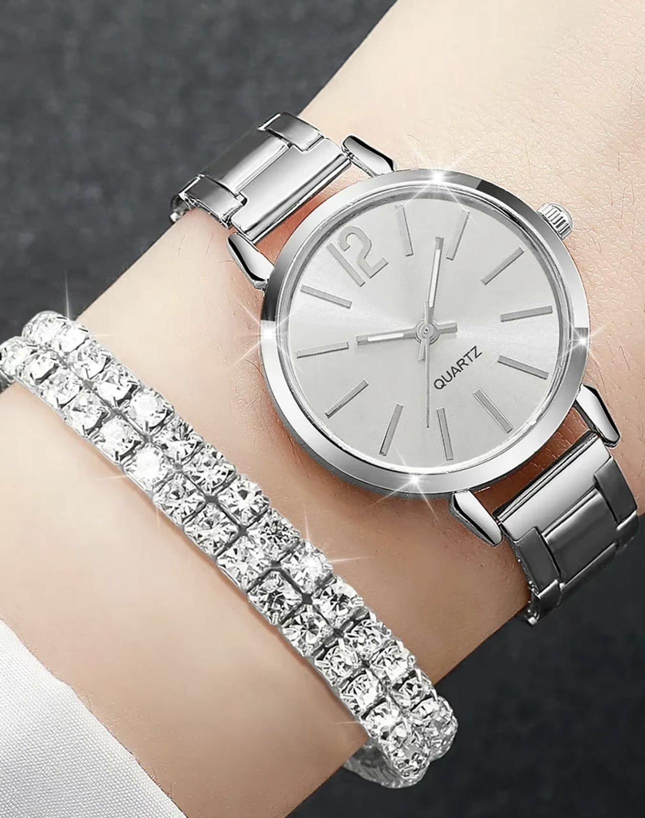 Reloj Vintage Con Pulsera Plata