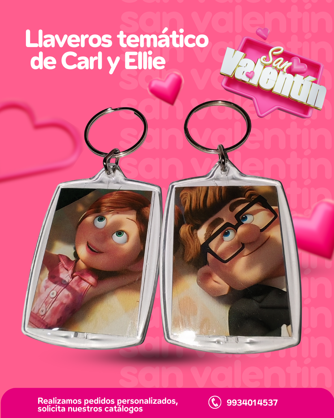 Duo de llaveros temático de Carl y Ellie