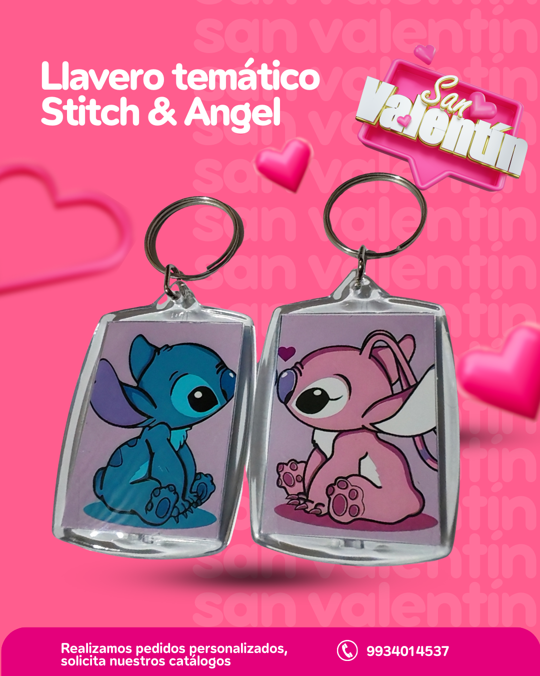 Duo de llaveros temáticos Stitch & Angel