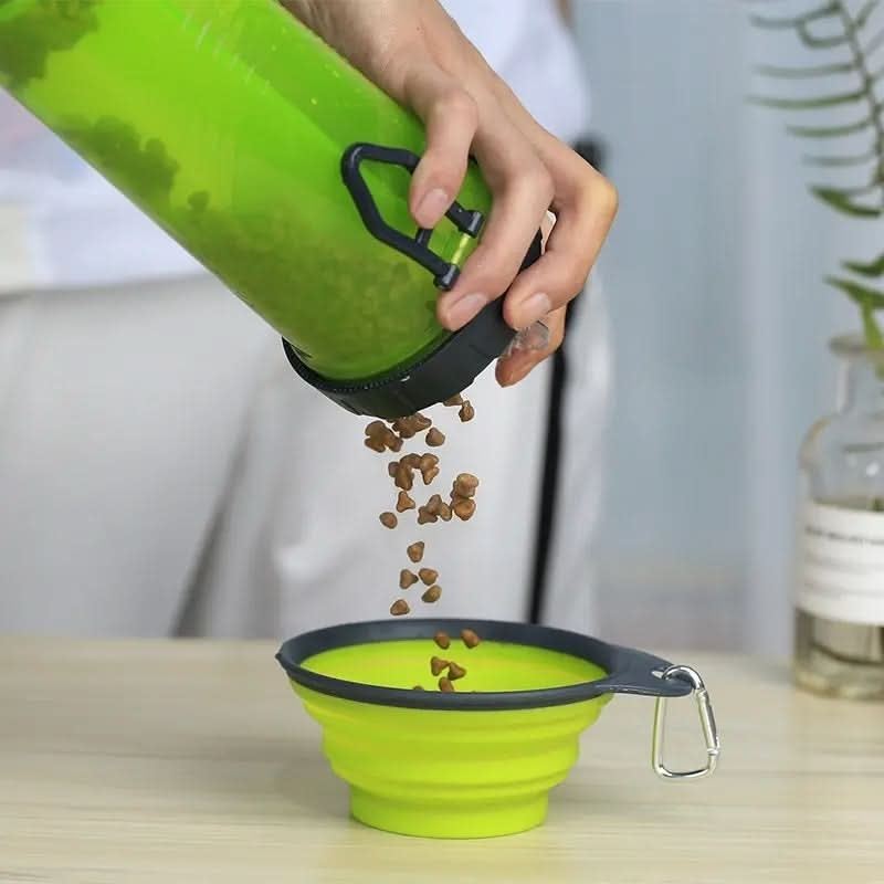 Vaso para croquetas y agua más plato plegable de silicona