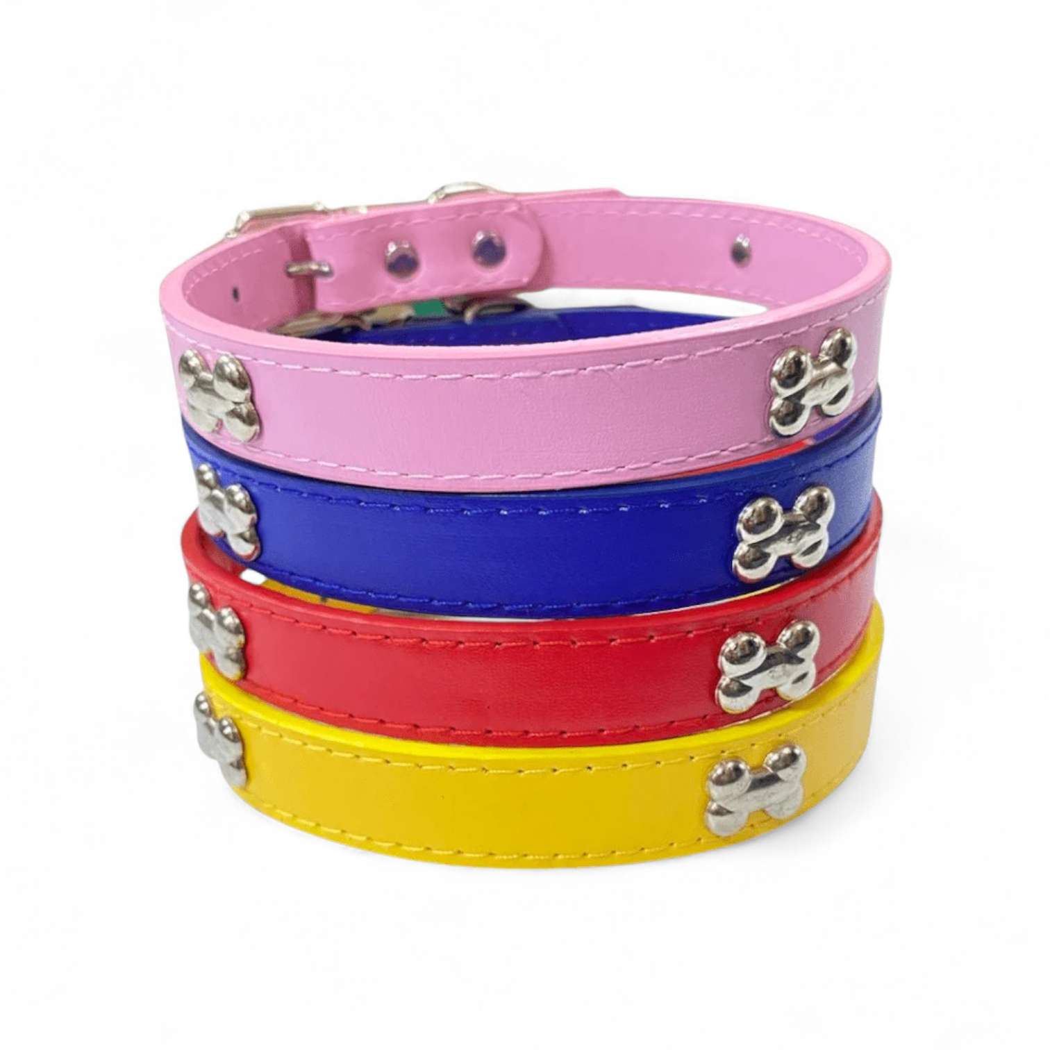 Collar para mascota con huesitos color plata