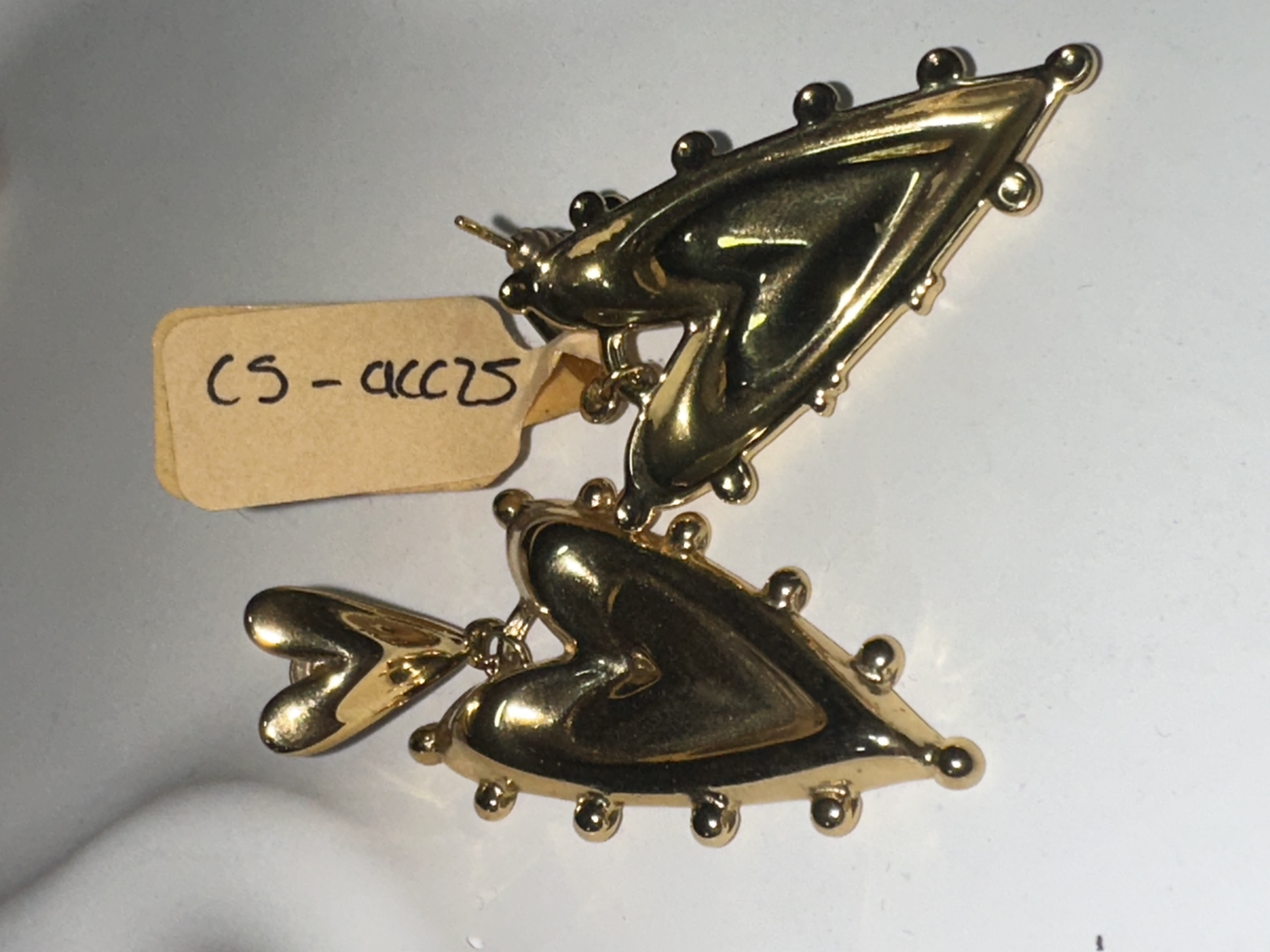 image Aretes corrazon mexa dos corazones dorados