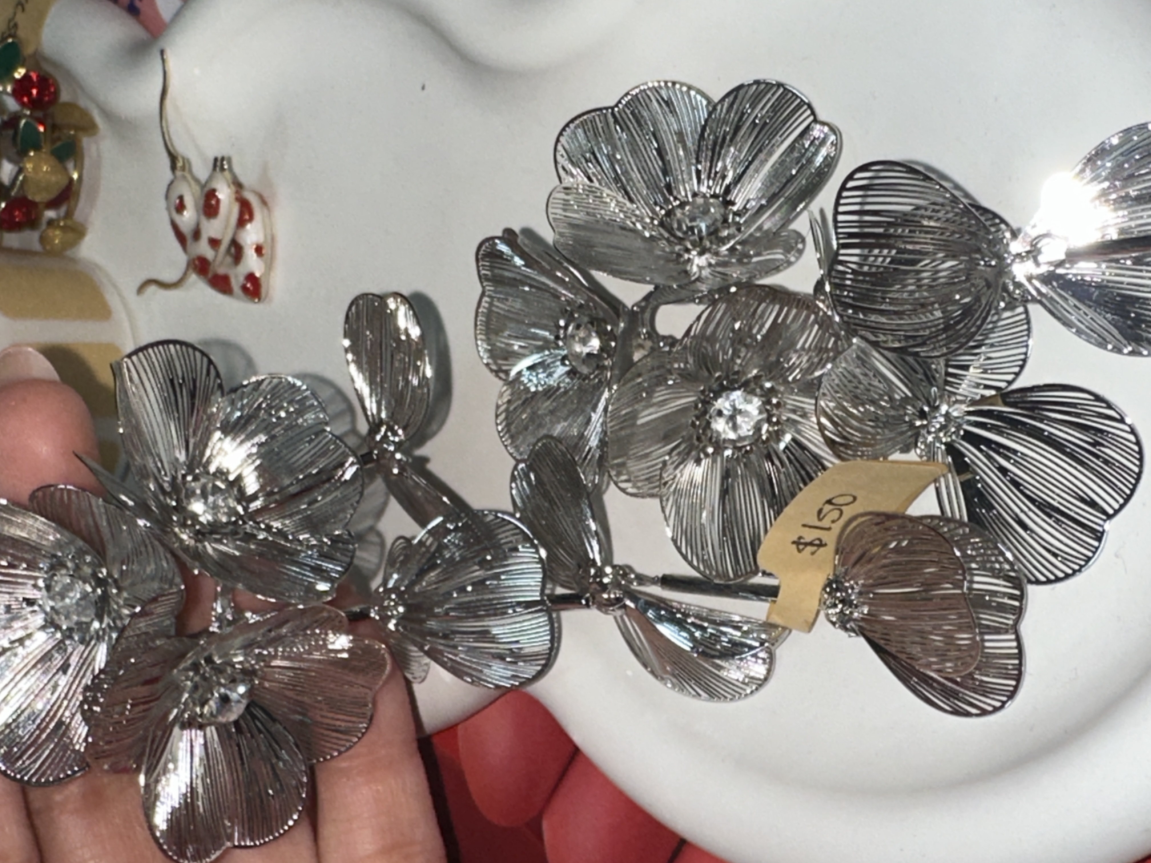 Aretes, Flor, Plata, Grande/Chunky