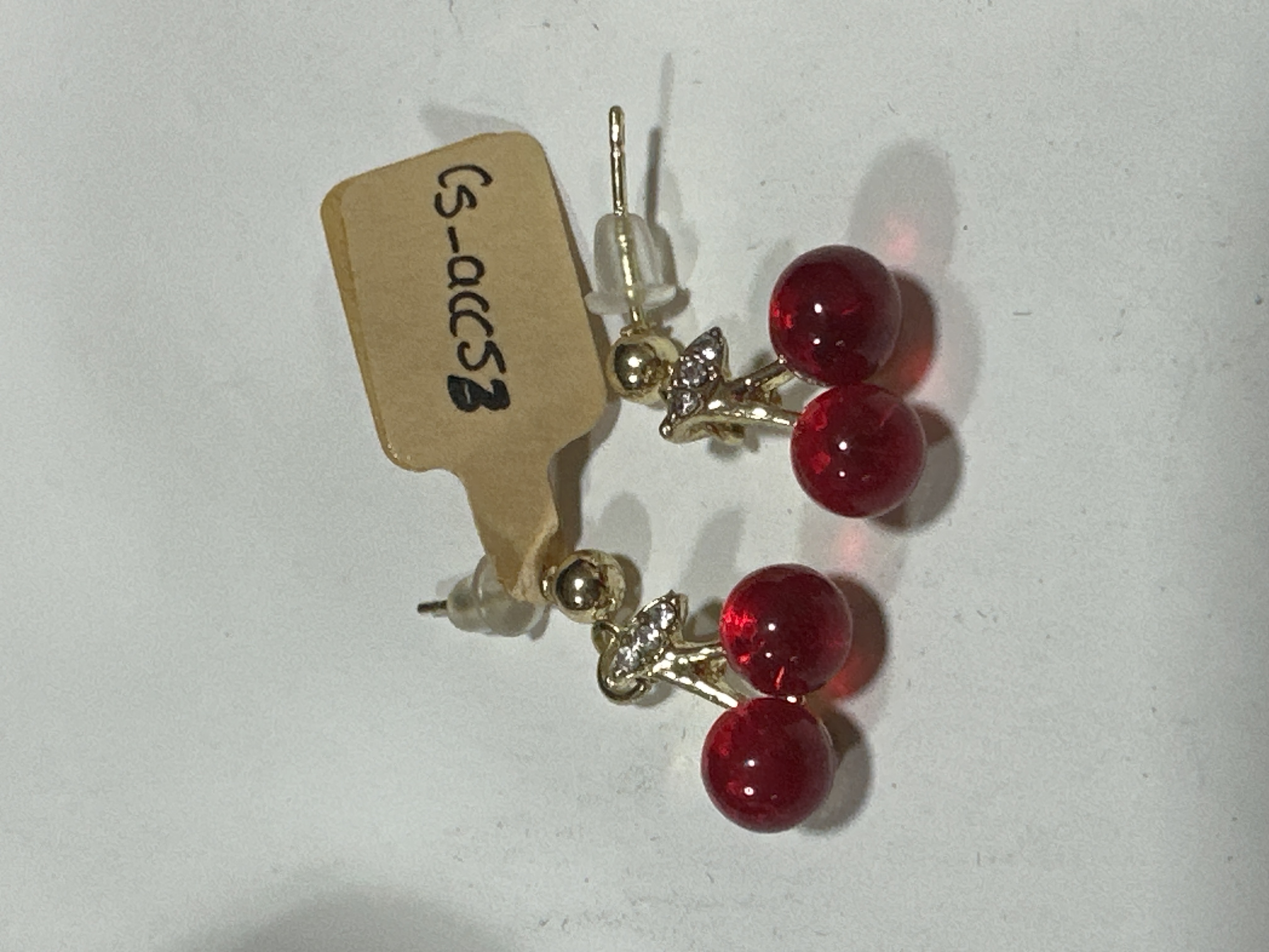 image aretes red cherry colgante