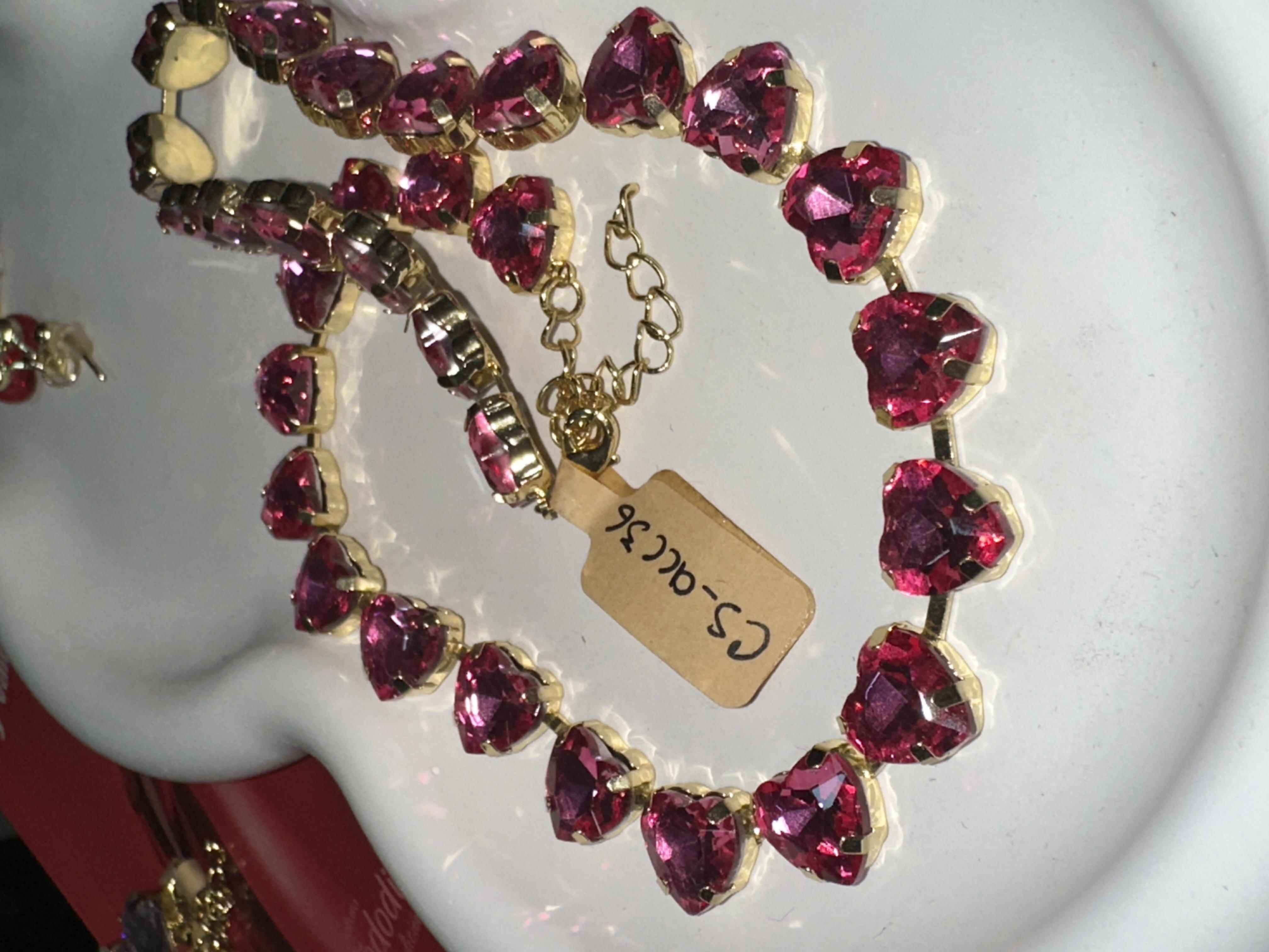 collar tipo swarovski corazon rosa mexa