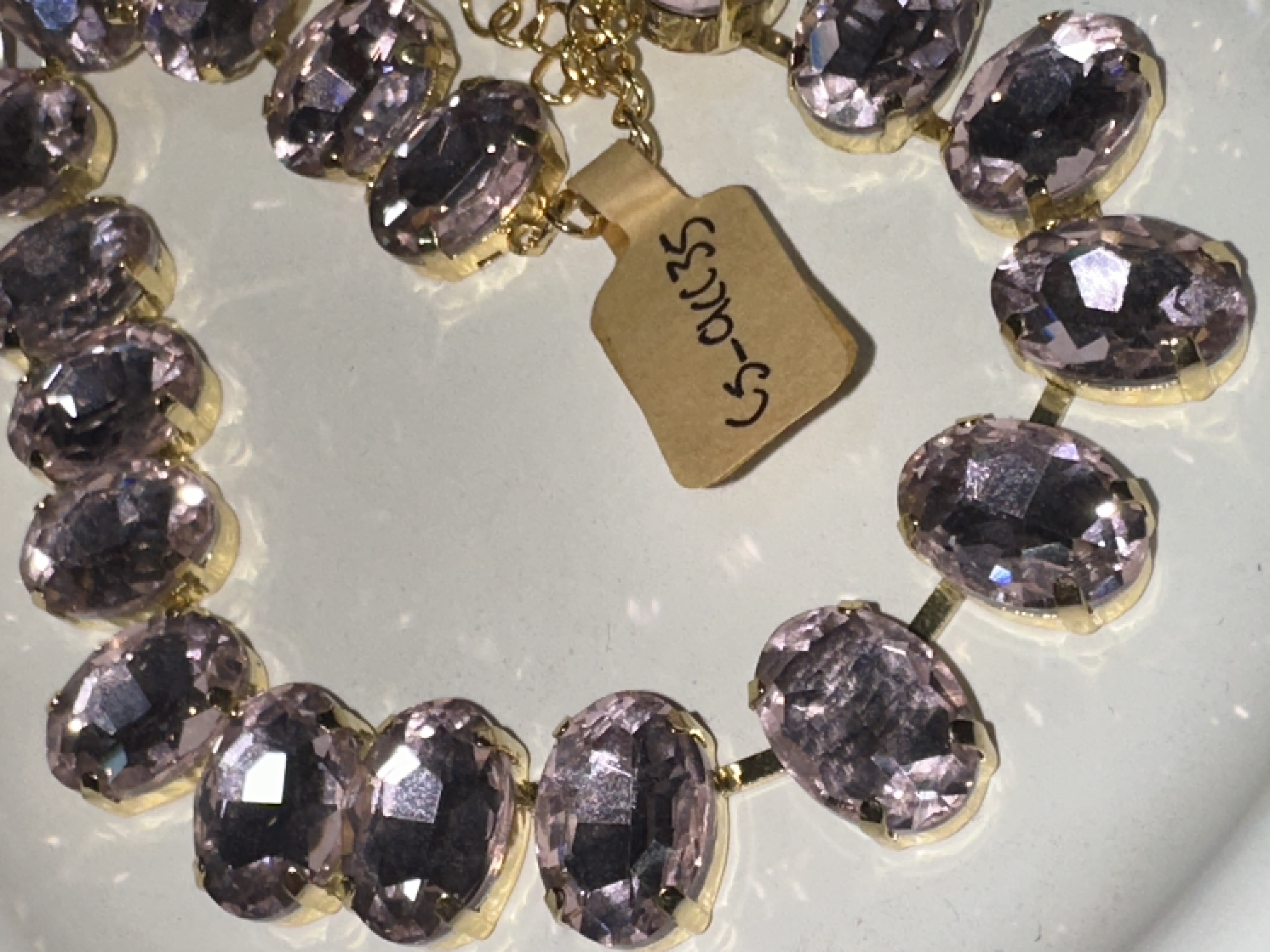 collar tipo swarovski ovalo rosa pastel