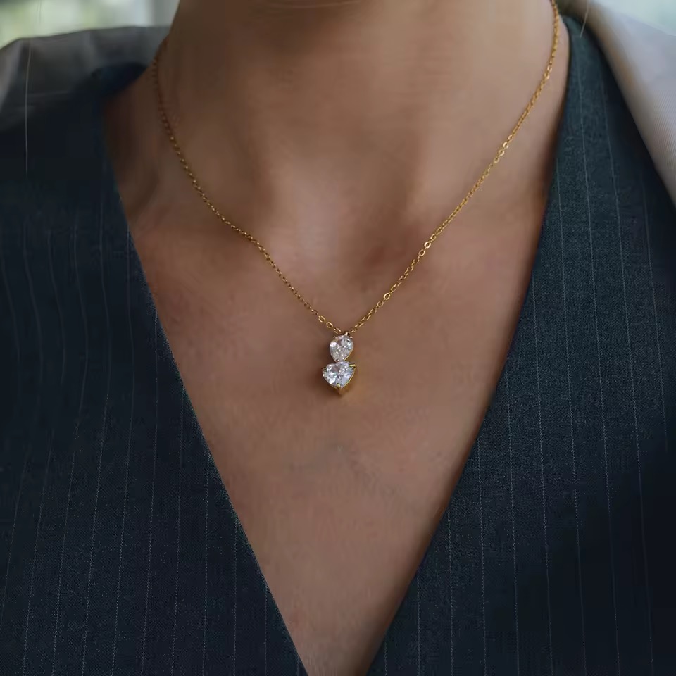 Collar diamante corazón