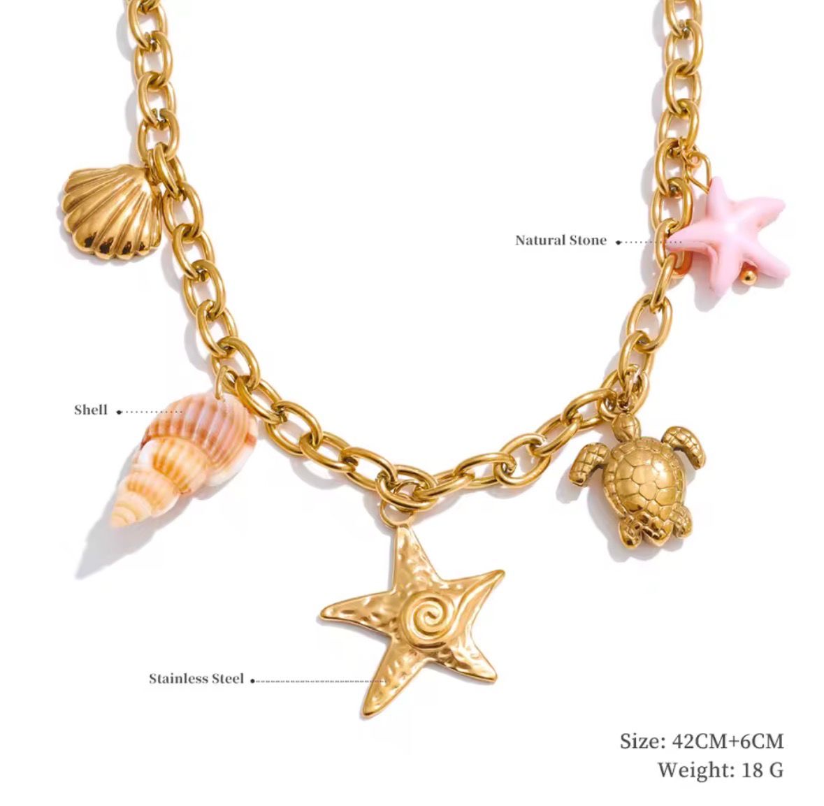 Collar verano caracol rosa