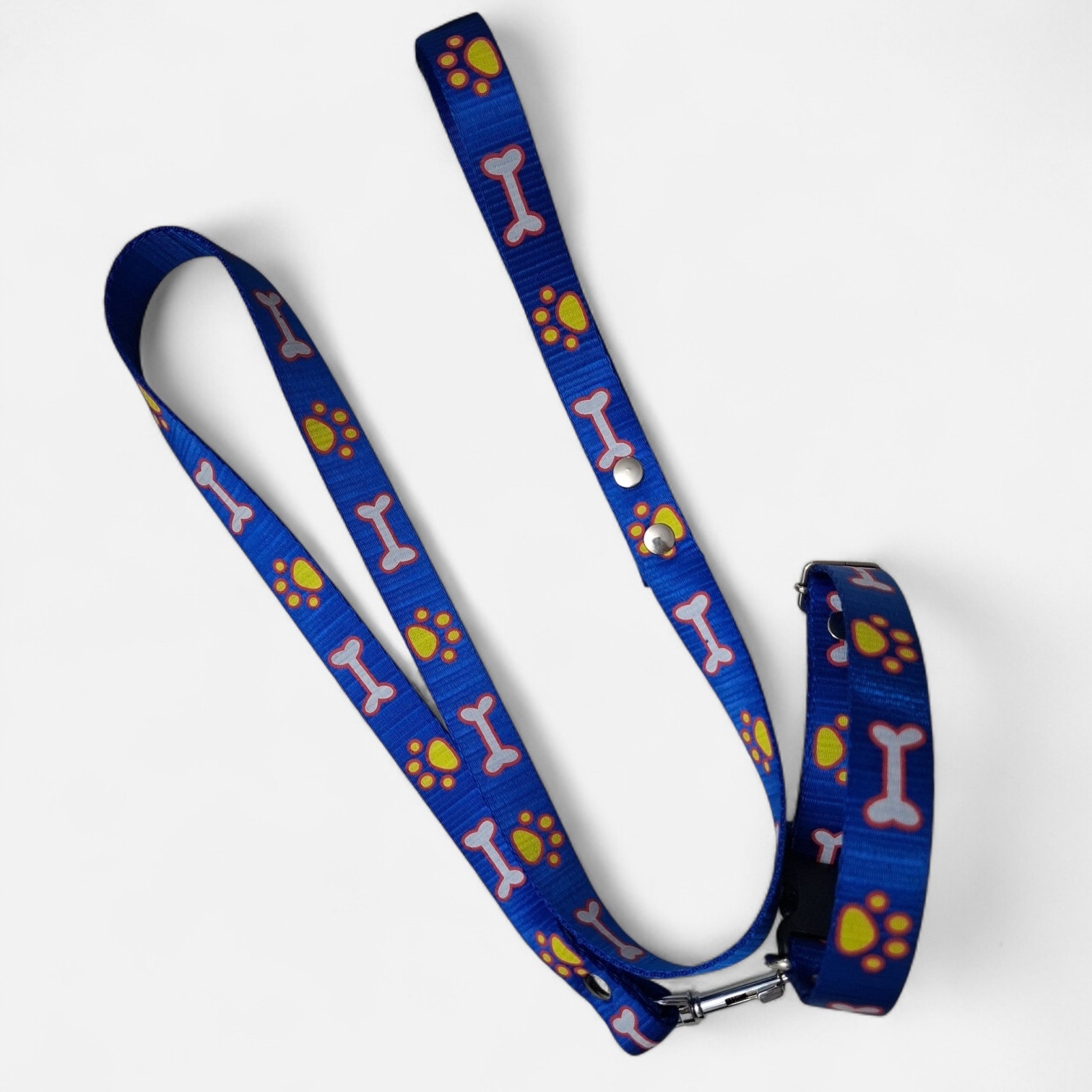 Correa para mascota con collar estampado color azul