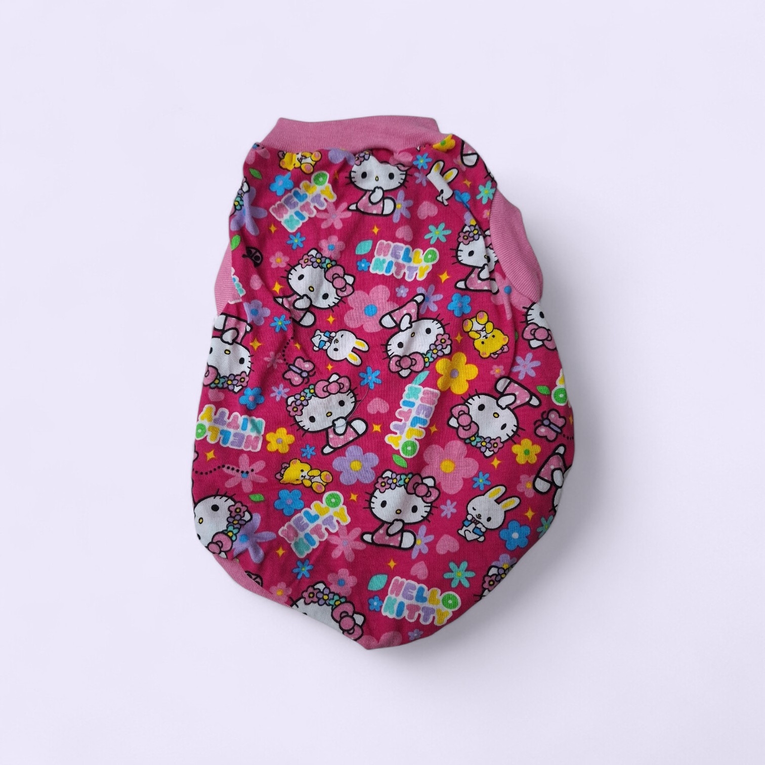 Playerita para mascota hello kitty rosa controno rosa talla 3