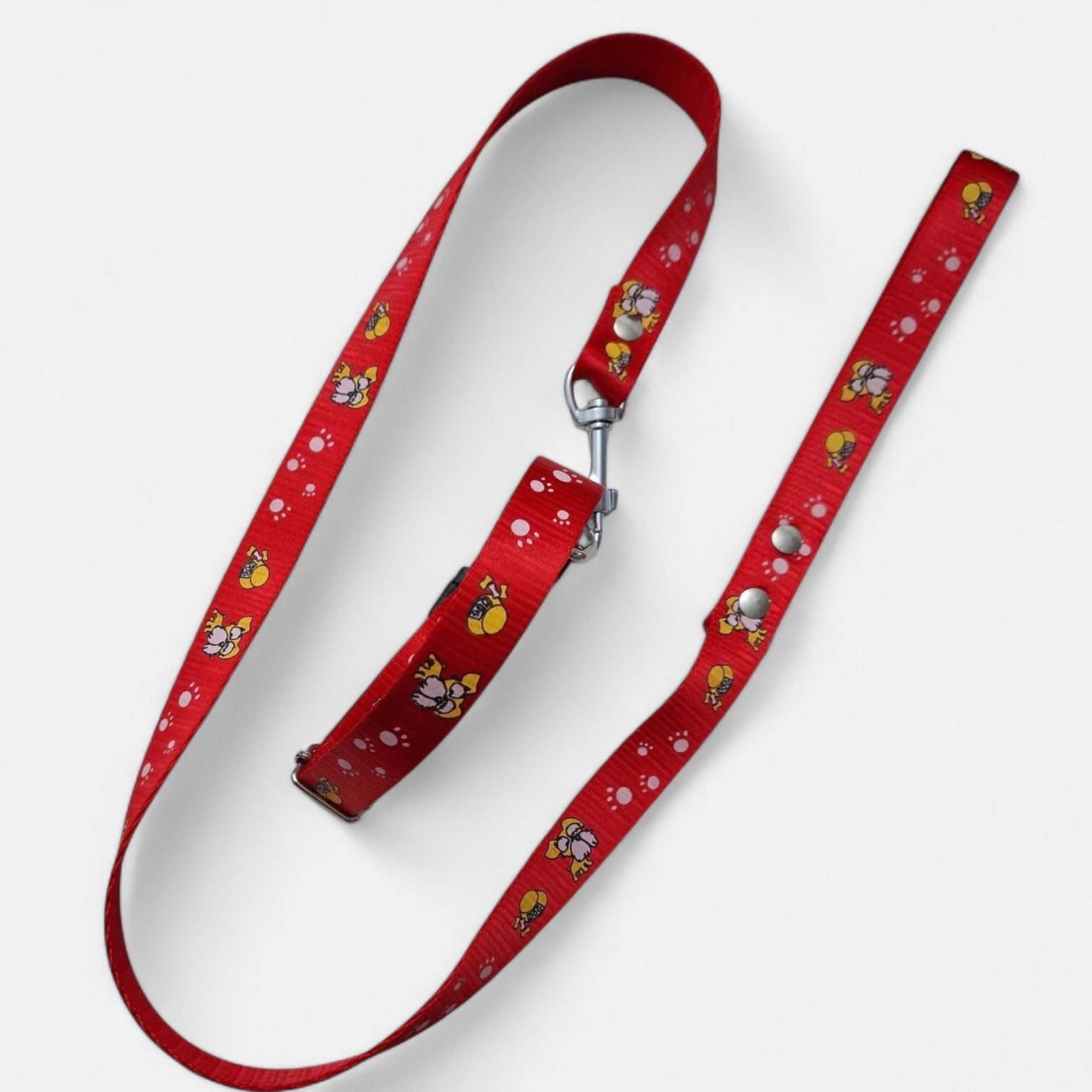 Correa estampada con collar para mascota color rojo