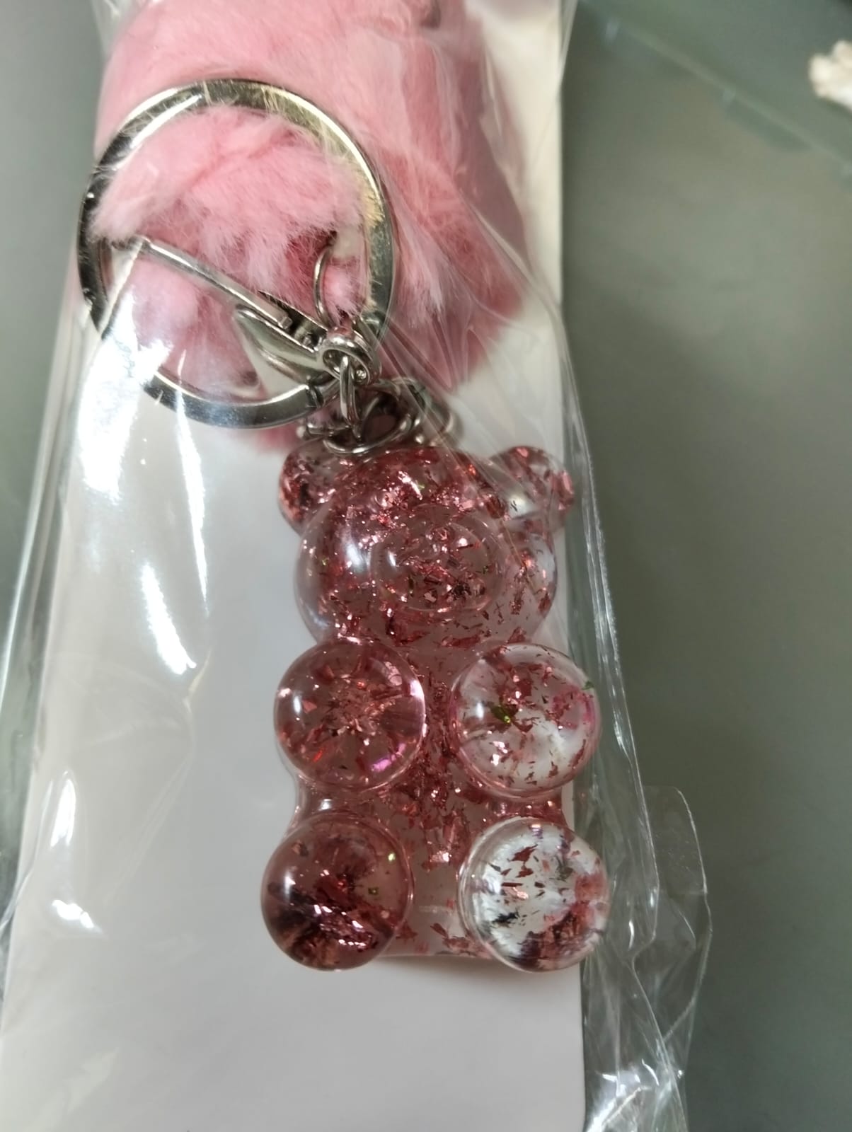 Pandita de resina con papel en oro rosado